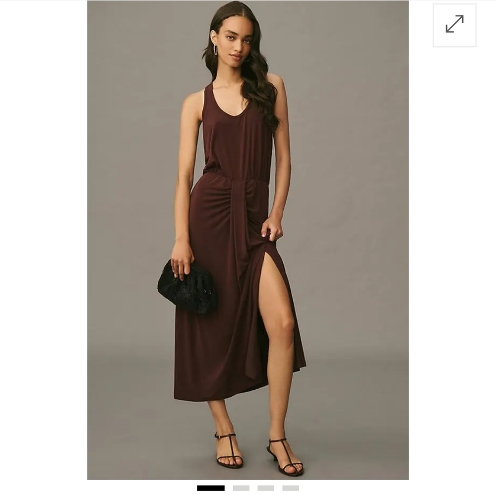 Anthropologie Dolan Left Coast Sleeveless Draped Maxi Dress in a plum Sz MED NWT